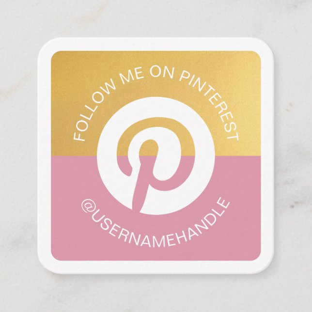 Tarjeta De Visita Cuadrada Pinterest de los medios sociales modernos sigue mi (Anverso)