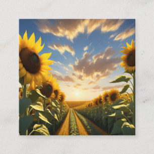 Tarjeta De Visita Cuadrada Pintorescos campos de girasoles que se extienden p