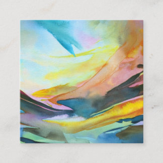 Tarjeta De Visita Cuadrada Pintura artística abstracta de acuarela