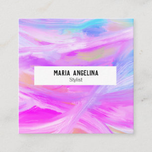 Tarjeta De Visita Cuadrada Pintura de aceite colorida púrpura abstracta