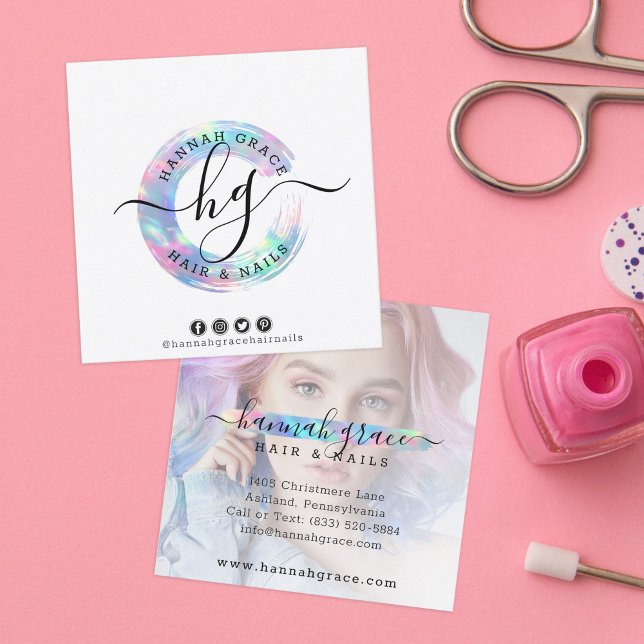 Tarjeta De Visita Cuadrada Pintura de arcoiris Pastel de Personalizado con lo (Subido por el creador)