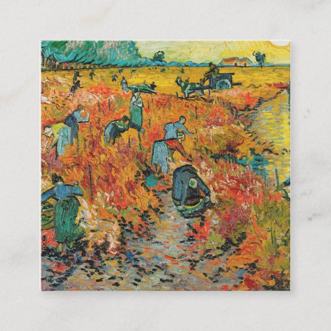 Tarjeta De Visita Cuadrada Pintura De Viñetería Roja De Vincent Van Gogh (Anverso)
