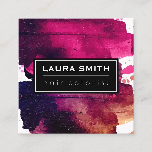 Tarjeta De Visita Cuadrada Pintura expresiva (Anverso)