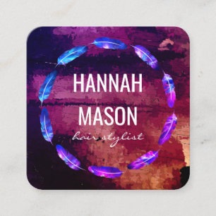 Tarjeta De Visita Cuadrada Pintura expresiva / Embellecimiento de plumas