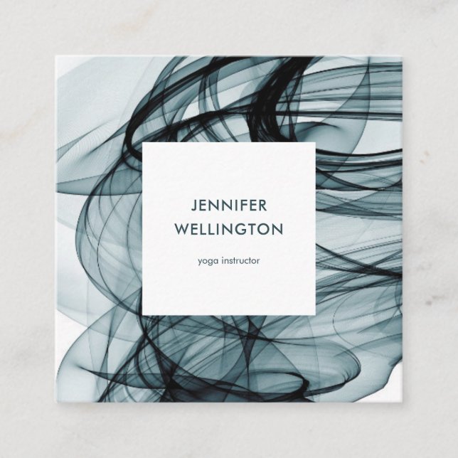 Tarjeta De Visita Cuadrada Pintura Verde azulada verde abstracta moderna que  (Anverso)