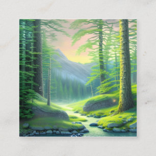 Tarjeta De Visita Cuadrada Pinturas de color de agua que representan el bosqu