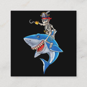 Tarjeta De Visita Cuadrada Pirata de Skeleton montando Halloween con chicos d