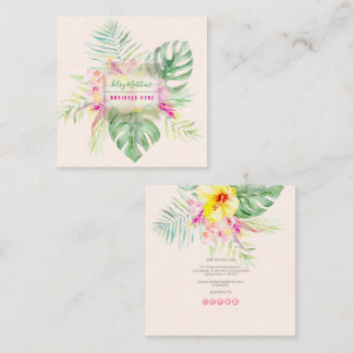 Tarjeta De Visita Cuadrada PixDezines Acuarela Elegante Paraíso Tropical
