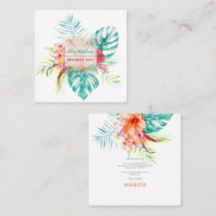 Tarjeta De Visita Cuadrada PixDezines Acuarela Elegante Paraíso Tropical