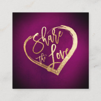 Tarjeta De Visita Cuadrada PixDezines Burgundy Gold Comparte el amor