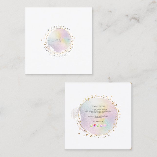 Tarjeta De Visita Cuadrada PixDezines Candía de algodón de pincel simple de R (Anverso / Reverso)