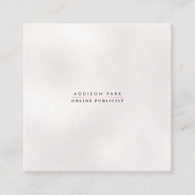 Tarjeta De Visita Cuadrada PixDezines Elegante, Blanco Pearly (Anverso)