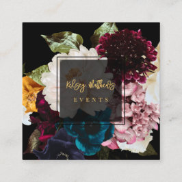 Tarjeta De Visita Cuadrada PixDezines Flores Moody Oscuras