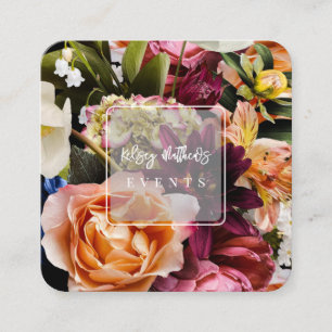 Tarjeta De Visita Cuadrada PixDezines Flores Moody Oscuras