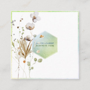 Tarjeta De Visita Cuadrada PixDezines Flores Silvestres Acuarela Miel Panal C