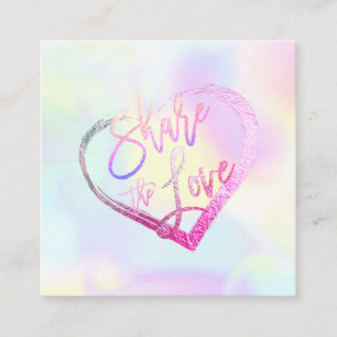 Tarjeta De Visita Cuadrada PixDezines Glam Compartir el Amor Falso Holográfic