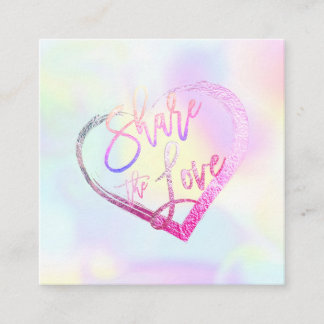 Tarjeta De Visita Cuadrada PixDezines Glam Compartir el Amor Falso Holográfic