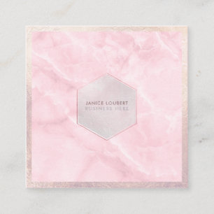 Tarjeta De Visita Cuadrada PixDezines Glam Rosa Mármol Rosa Cuarzo