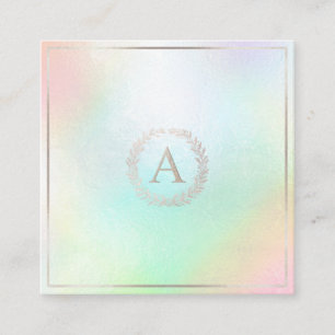 Tarjeta De Visita Cuadrada PixDezines holográfico monograma plateado falso DI