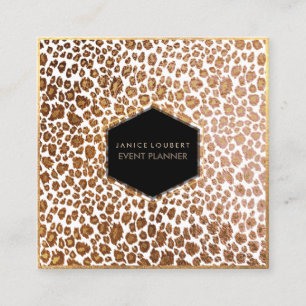 Tarjeta De Visita Cuadrada PixDezines Leopard Print/Faux Gold/DIY Background