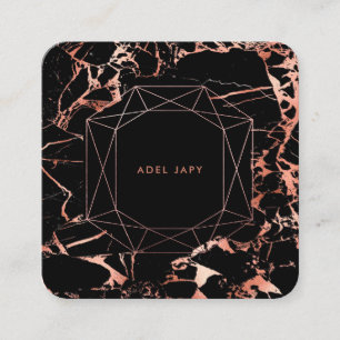 Tarjeta De Visita Cuadrada PixDezines Marble+Faux Rosa Gold Emerald Cut
