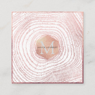 Tarjeta De Visita Cuadrada PixDezines MONOGRAMA/ROSE GOLD FALSO ÁRBOL ANILLOS