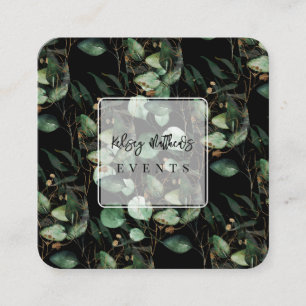 Tarjeta De Visita Cuadrada PixDezines Moody Moody Green Gold Eucalyptus