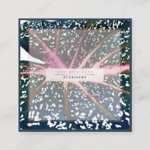 Tarjeta De Visita Cuadrada PixDezines Oscuro Caladio Verde Coral Spine