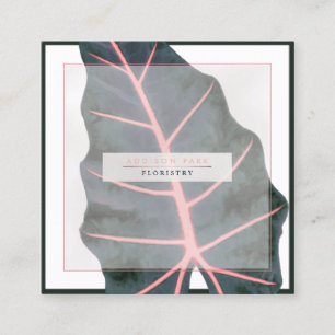 Tarjeta De Visita Cuadrada PixDezines Oscuro Caladio Verde Coral Spine