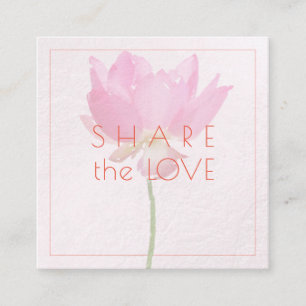 Tarjeta De Visita Cuadrada PixDezines Pink Lotus Comparte el Amor