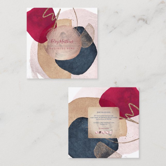 Tarjeta De Visita Cuadrada PixDezines Resumen Arreglo H2 Rosa de oro (Anverso / Reverso)