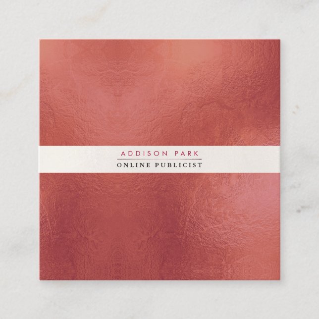 Tarjeta De Visita Cuadrada PixDezines Sencillo Elegante, Blanco Pearly + Oro  (Anverso)