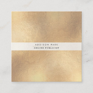 Tarjeta De Visita Cuadrada PixDezines Sencillo Elegante, Faux Gold+Pearly Whi