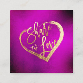 Tarjeta De Visita Cuadrada PixDezines Vibrant Fuschia Gold Comparte el amor