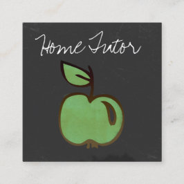 Tarjeta De Visita Cuadrada Pizarra casera de Apple del verde del profesor del