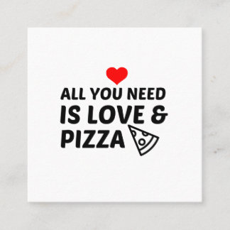 TARJETA DE VISITA CUADRADA PIZZA Y AMOR