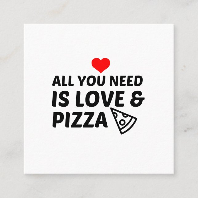 TARJETA DE VISITA CUADRADA PIZZA Y AMOR (Anverso)