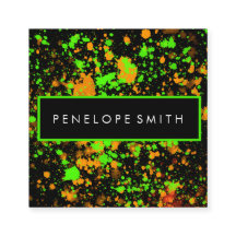 Placa de pintura de resumen verde naranja y neón 