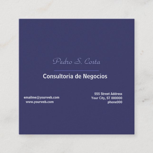 Tarjeta De Visita Cuadrada Plain Simplicity Purple I Freelancer Unique Cool (Anverso)
