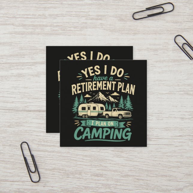 Tarjeta De Visita Cuadrada Plan de jubilación de camping (Anverso/Reverso In Situ)