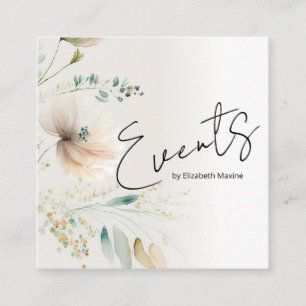 Tarjeta De Visita Cuadrada Planificación de Eventos Moderno Boho