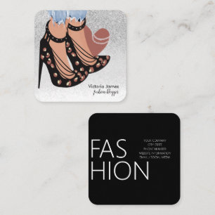 Tarjeta De Visita Cuadrada Planificador de Bloguera de Moda de Belleza Chic B