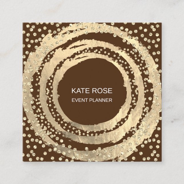 Tarjeta De Visita Cuadrada Planificador de eventos Blogger de moda Brown (Anverso)