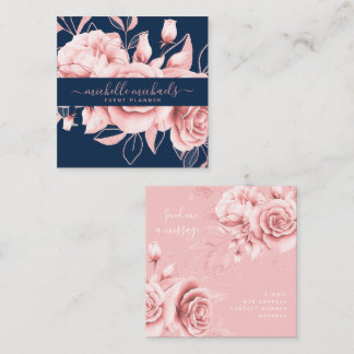 Tarjeta De Visita Cuadrada Planificador de eventos de acuarela floral de la M