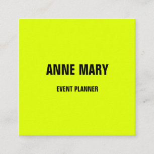 Tarjeta De Visita Cuadrada Planificador de eventos de boda amarillo neón Códi