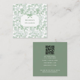 Tarjeta De Visita Cuadrada Planificador de Eventos de Chinoiserie Floral Verd