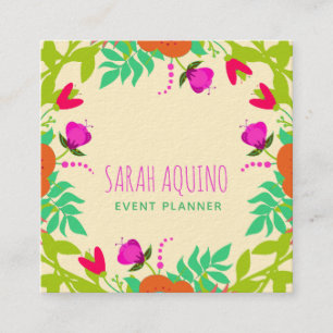 Tarjeta De Visita Cuadrada Planificador de eventos florales de flores caprich