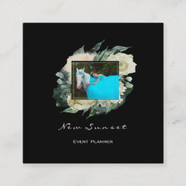 Tarjeta De Visita Cuadrada Planificador de eventos fotográficos Black White F