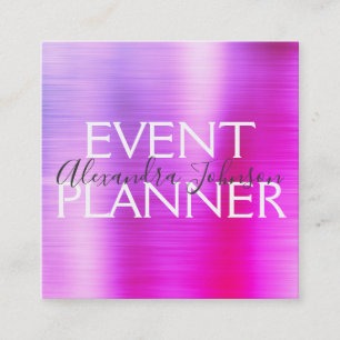Tarjeta De Visita Cuadrada Planificador de eventos Metalizado con pincel mora