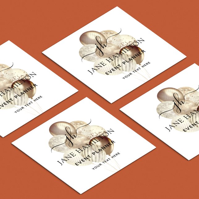 Tarjeta De Visita Cuadrada Planificador de eventos Monograma Gold (Subido por el creador)